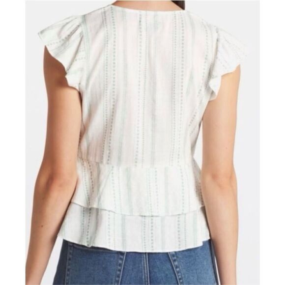 NEW Flag & Anthem Regan Flutter Sleeve Tiered Blouse sz L Boho peplum Cottagecor - Picture 2 of 10